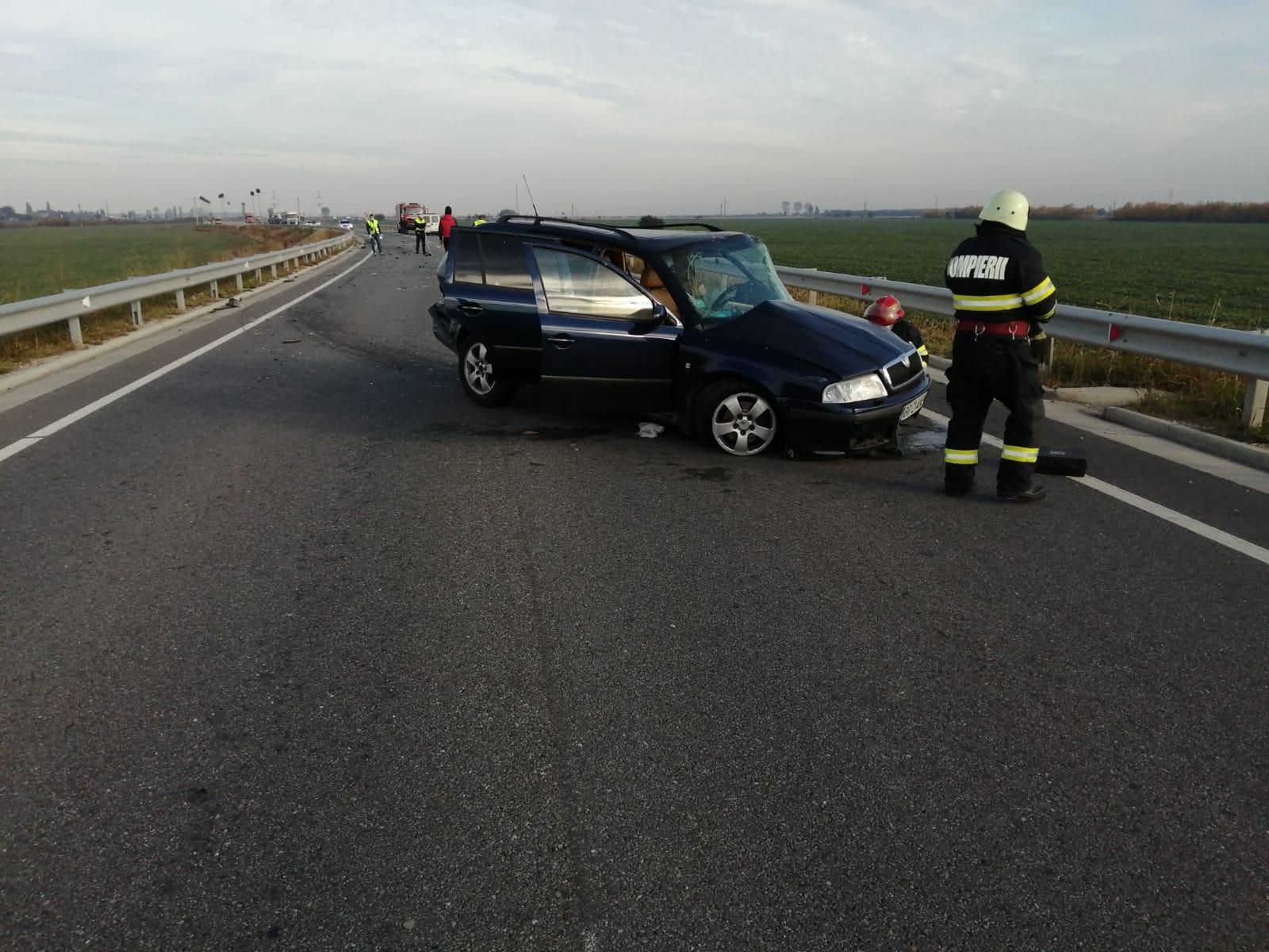 Skoda cu numere de Brăila, implicată în accidentul de la Caracal