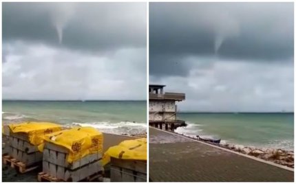 Trombă marina cu aspect de tornadă filmată în dreptul stațiunii Eforie Sud (Video)