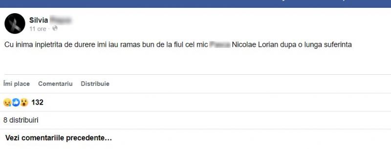 Mama celor doi băieți a confirmat tragedia, într-o postare făcută pe Facebook