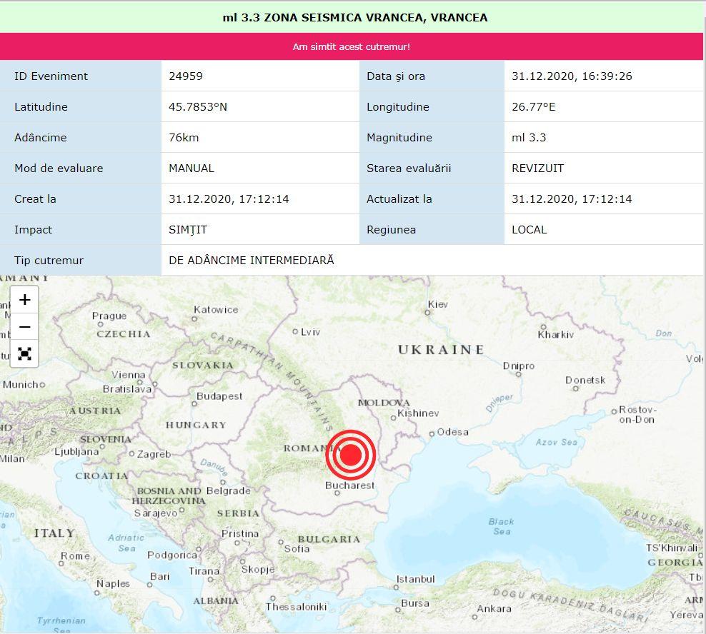 Al doilea seism in Vrancea în două zile