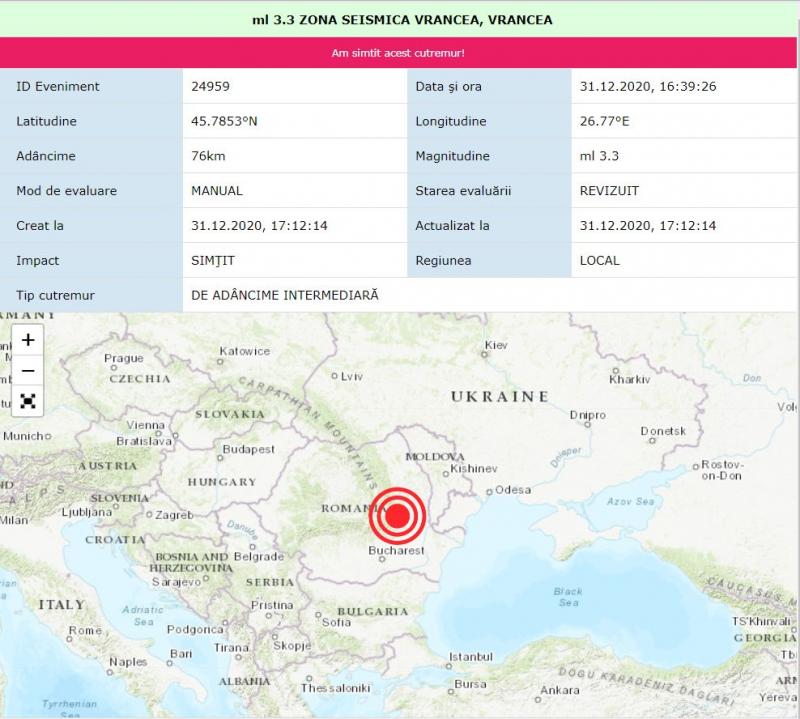 Al doilea seism in Vrancea în două zile Al doilea seism in Vrancea în două zile
