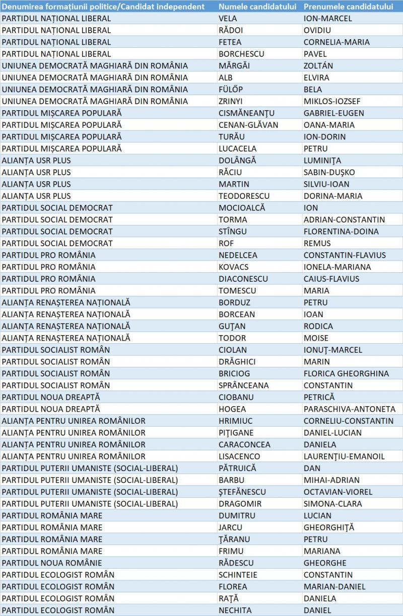 Caraș-Severin candidați Senat
