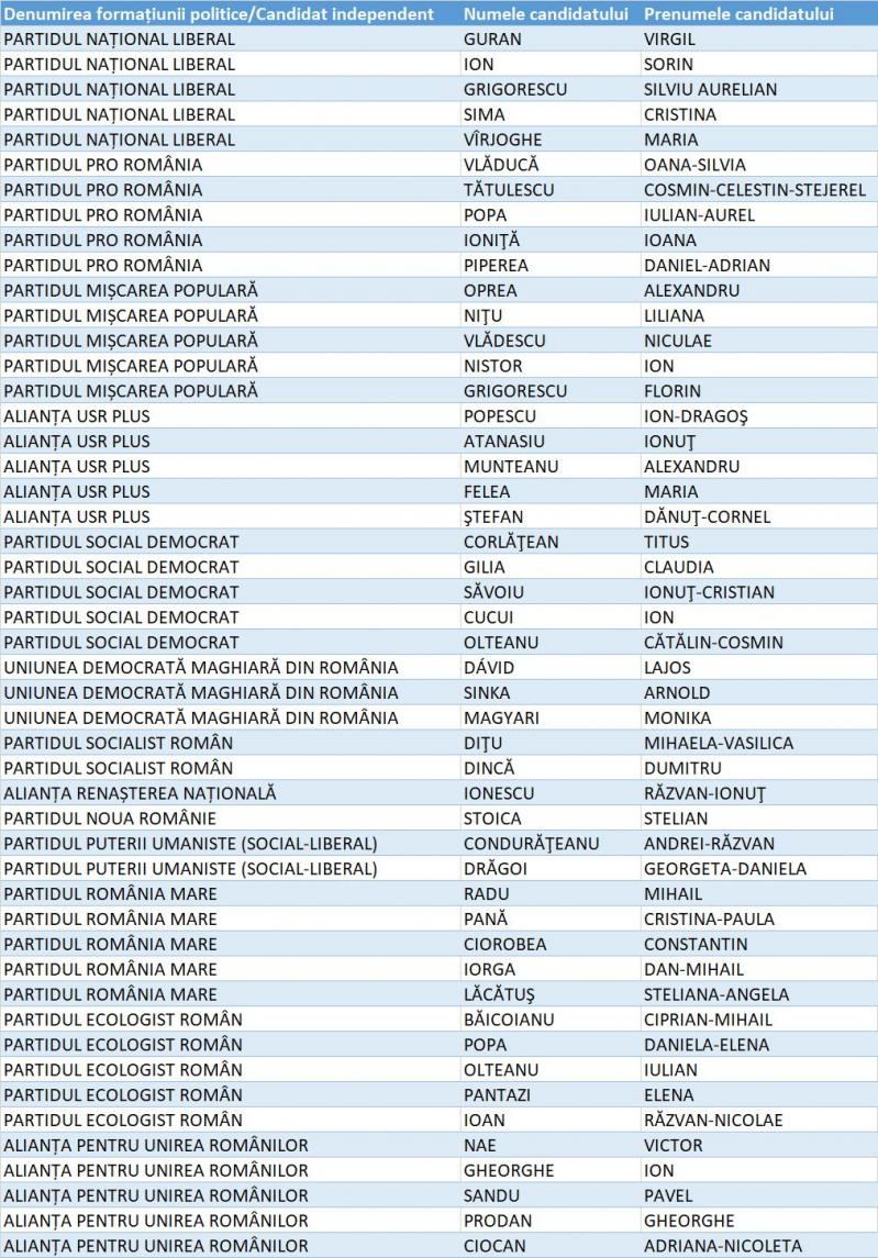 Candidați Senat Dâmbovița