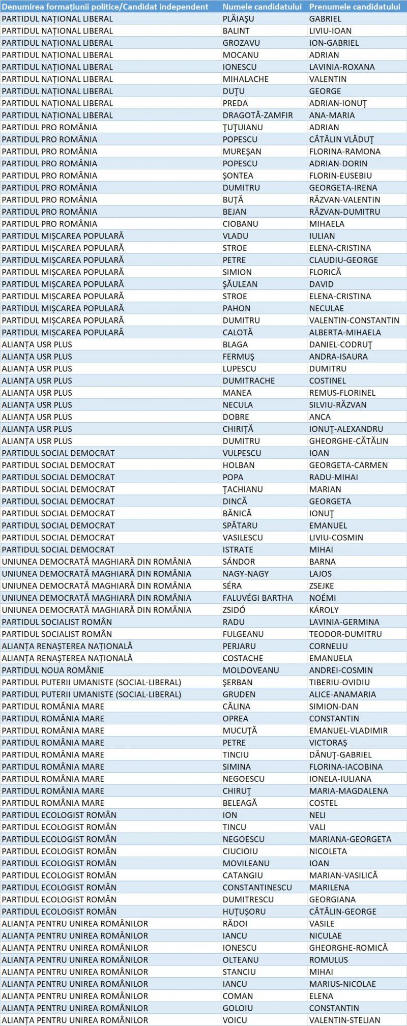 Candidați Camera Deputaților Dâmbovița