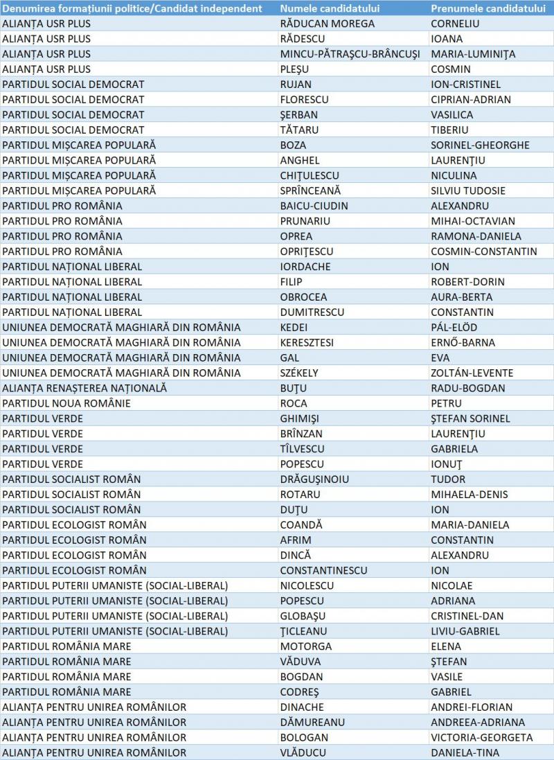 Lista candidați Senat Gorj Lista candidați Senat Gorj