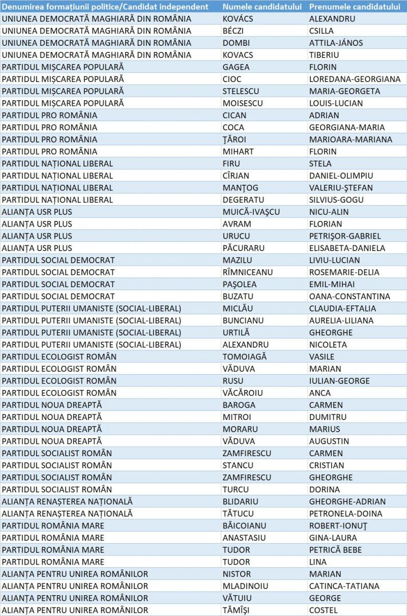 Candidați Senat Mehedinți