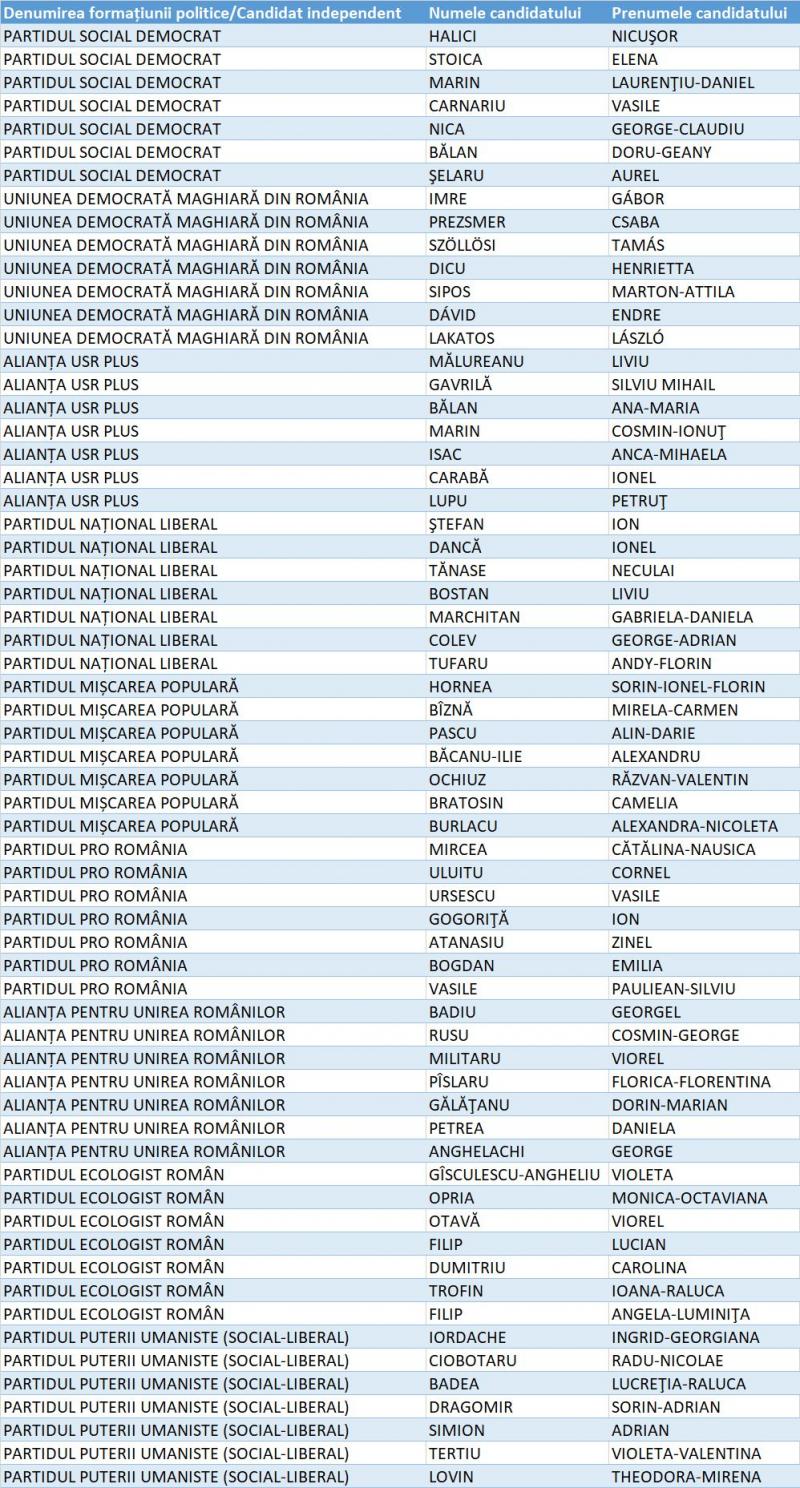 Candidați Camera Deputaților Vrancea