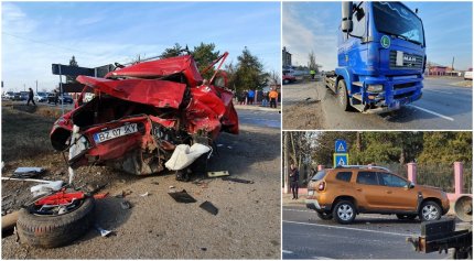 În accidentul de la Costeşti au fost implicate o Dacie 1310, un Duster şi un camion