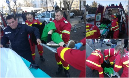 Bătrâna căzută pe stradă, vazută şi salvată de comandarul pompierilor din Bârlad