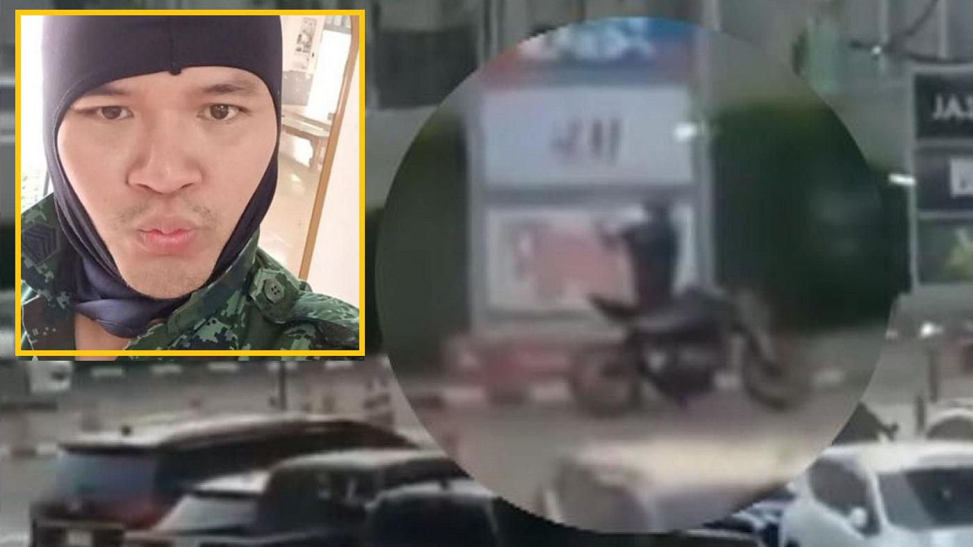 Autorul atacului Soldatul în timpul atacului armat din Thailanda