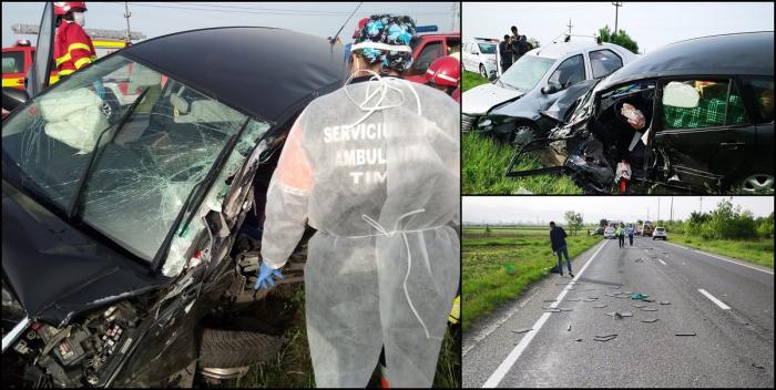 Un TIR și două mașini, accident în lanț pe DN6, în Timiș. Unul dintre șoferi a rămas încarcerat