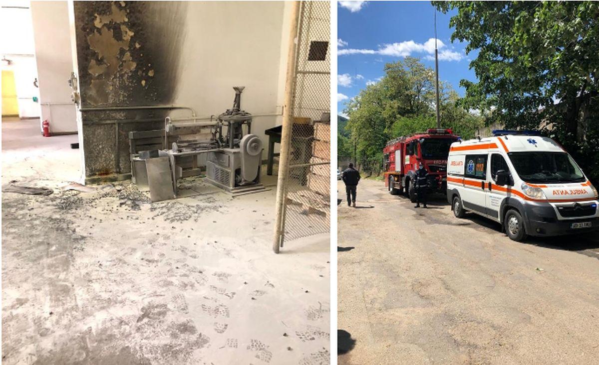 Imagini de la explozia urmată de incendiu la Uzina Mecanică Cugir