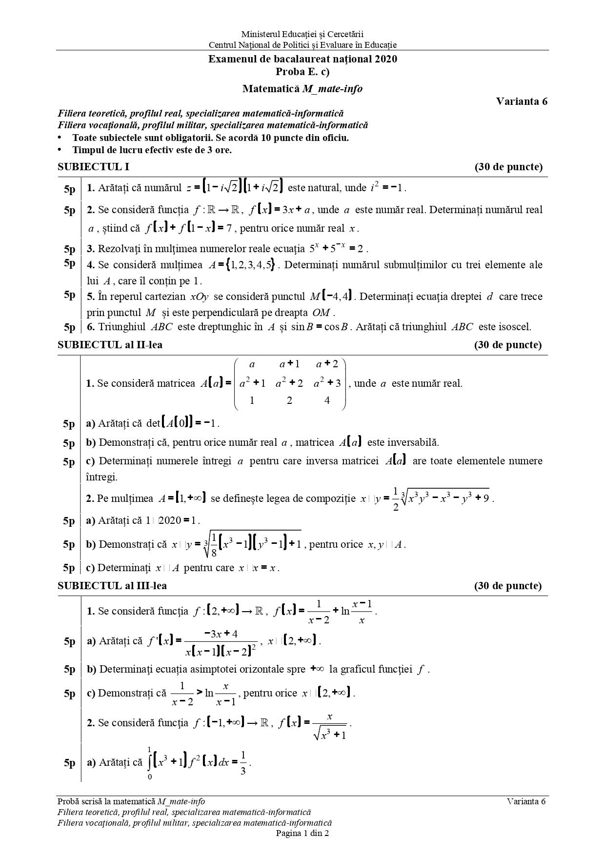 Subiecte mate info