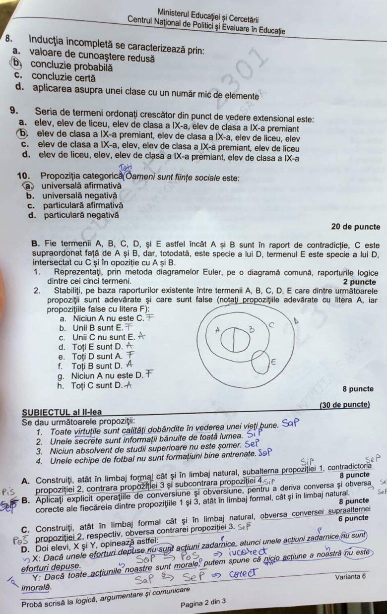 Subiecte Logica Bacalaureat 2020 2