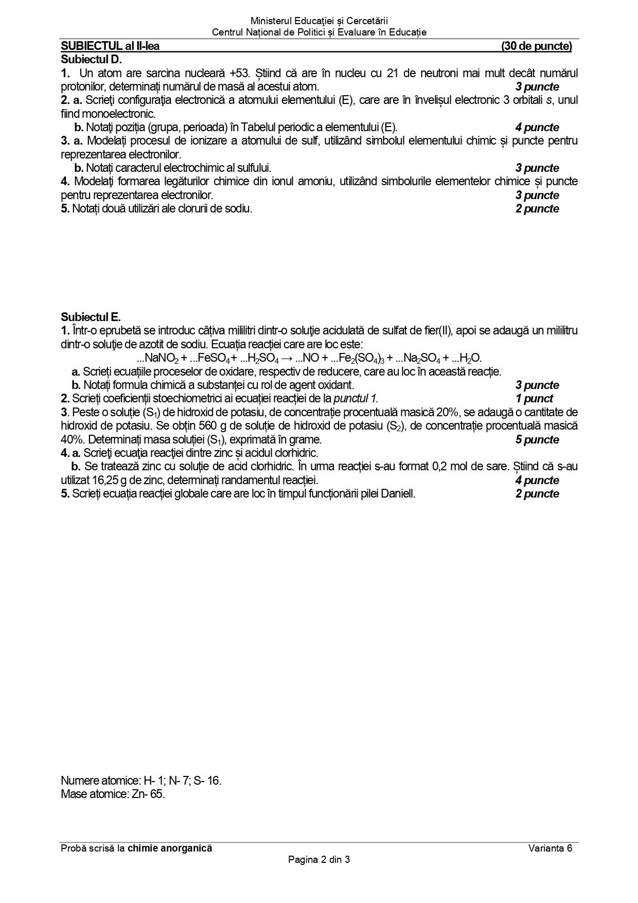 Subiecte chimie anorganica