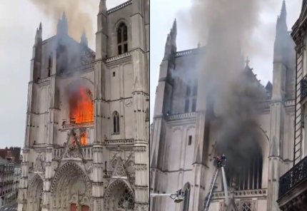 Incendiu la Catedrala din Nantes. Flăcări uriașe devastează interiorul monumentului istoric