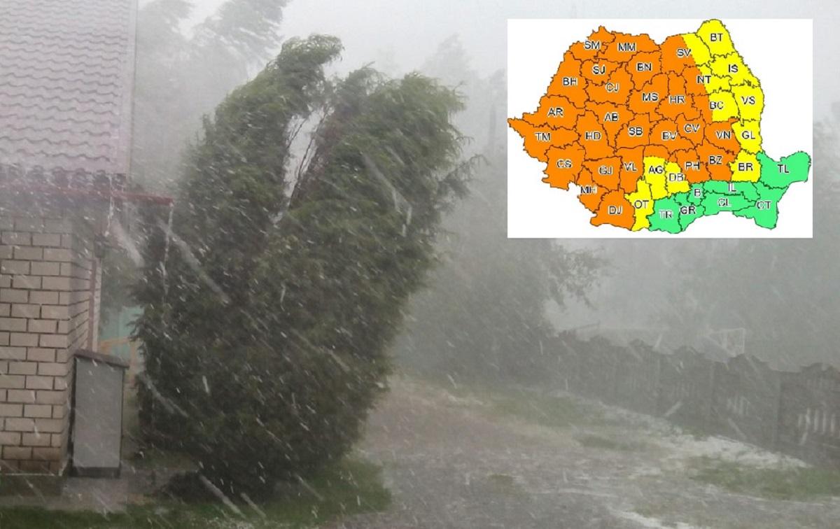 Ploi torențiale și grindină în România