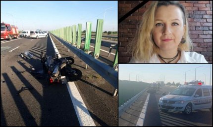 O tânără a murit în drum spre spital, după ce motocicleta pe care se afla s-a izbit de un un autoturism, pe A2