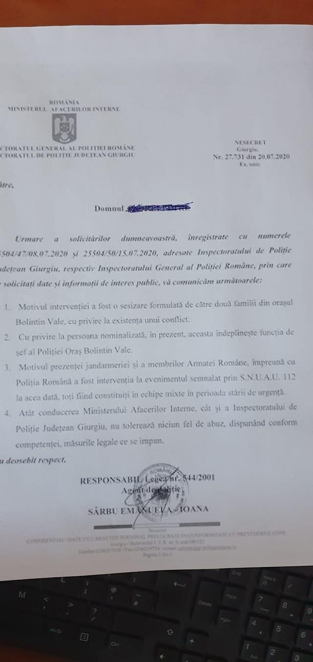 Marian Șerban ocupă și în prezent funcția de șef al Poliției Bolintin Vale