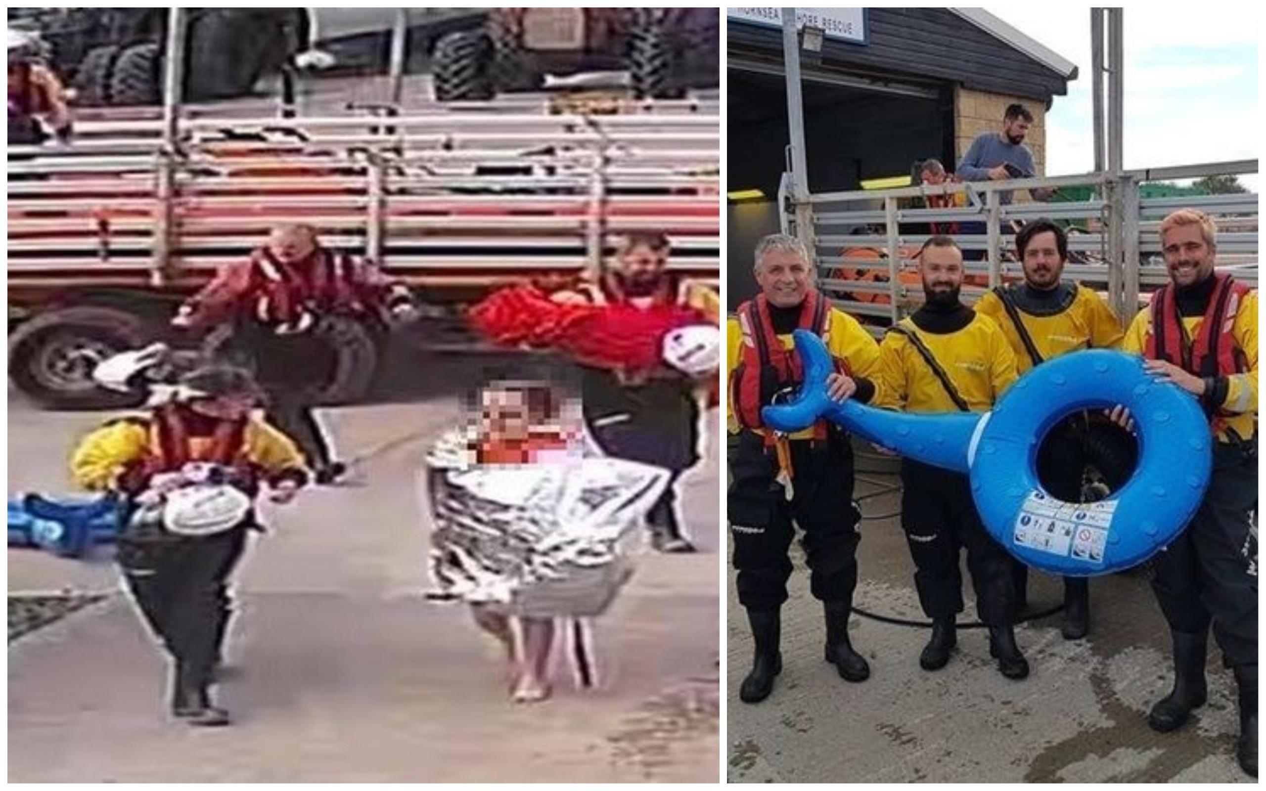 Fetița de 12 ani cu colac, dusă de valuri în larg și salvată de Garda de Coastă britanică Fetița de 12 ani cu colac, dusă de valuri în larg și salvată de Garda de Coastă britanică