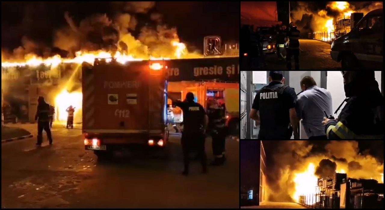 Incendiu uriaș în Iași, chiar lângă un bloc cu locatari