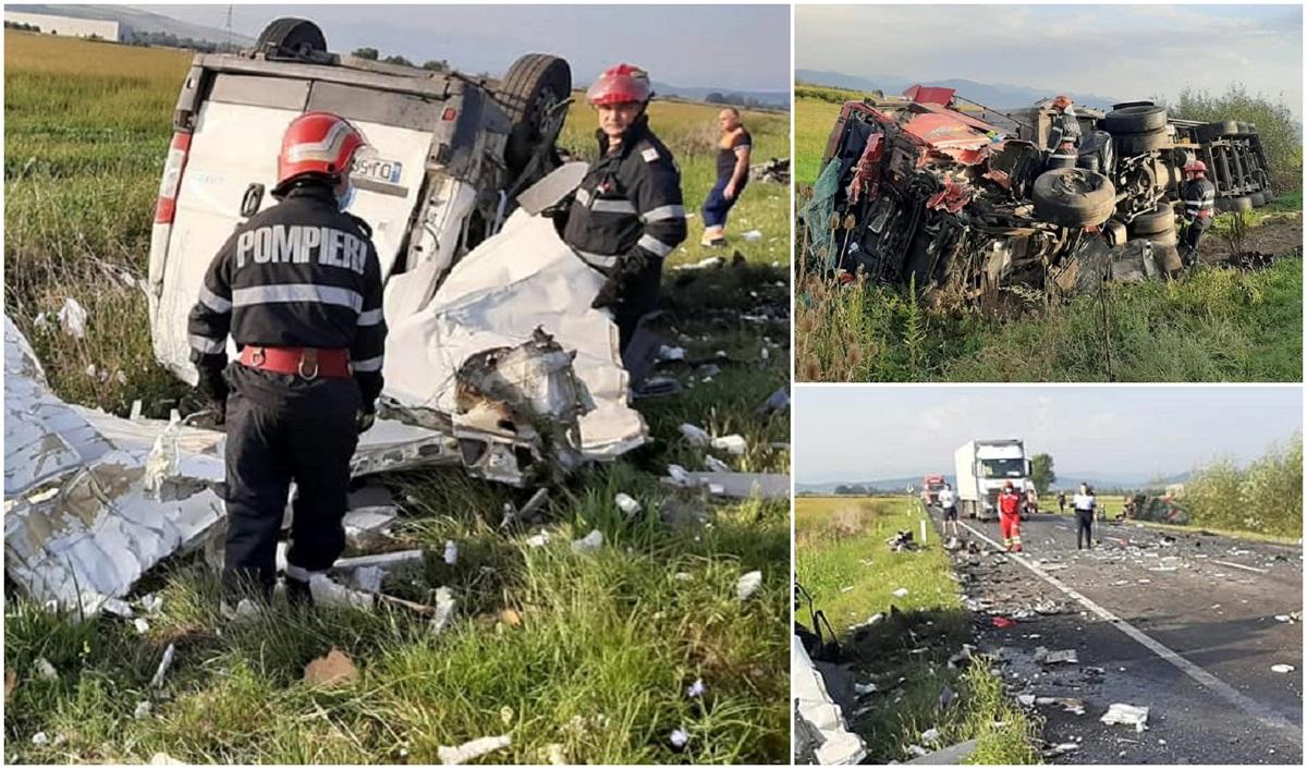 Un șofer a murit, luni dimineața, după ce a adormit la volanul unei dubițe și a intrat într-un TIR, pe DN66, în Hunedoara