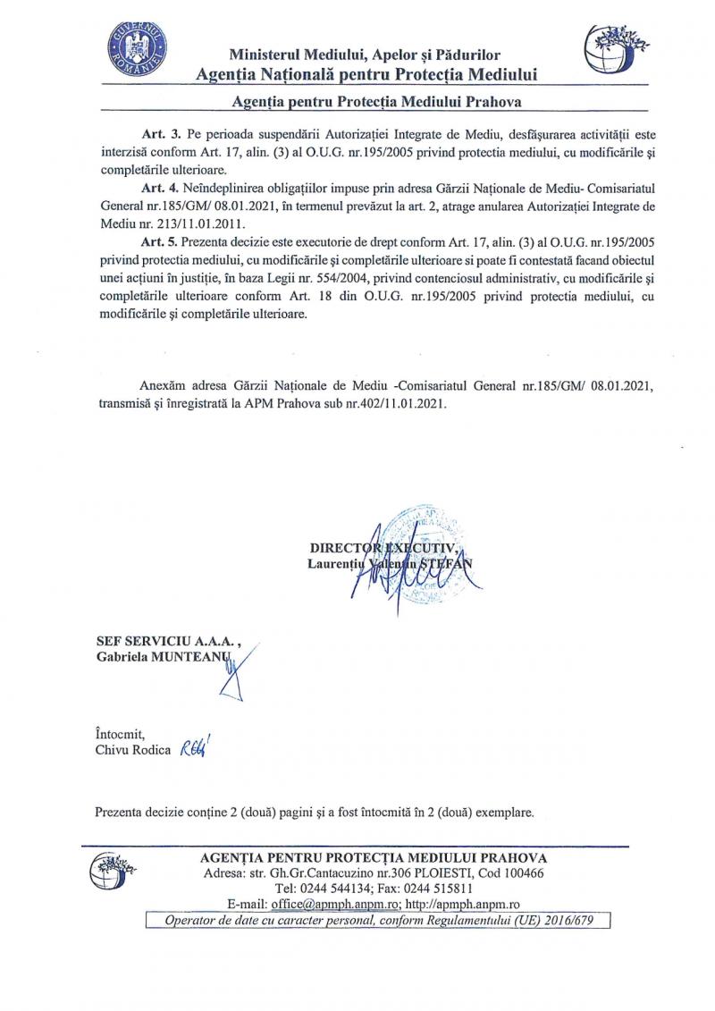 Decizie a Agenţiei pentru Protecţia Mediului în cazul Ecoburn Decizie a Agenţiei pentru Protecţia Mediului în cazul Ecoburn