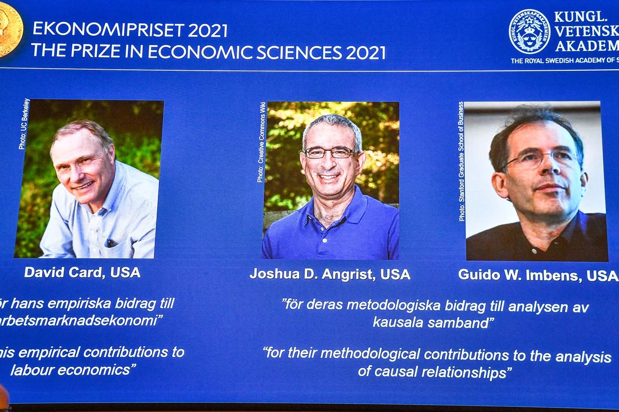 Trei specialişti în economie experimentală, David Card, Joshua Angrist şi Guido Imbens, au fost fost distinşi cu Premiul Nobel pentru Economie