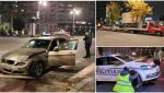 Un BMW a spulberat mașina Poliției, în centrul Bucureștiului. Autospeciala a ajuns într-un panou publicitar