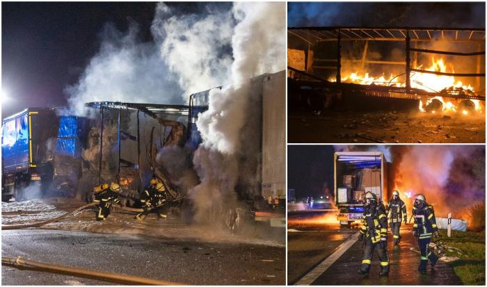 Un camionero rumano murió quemado vivo en la cabina, luego de un horrible accidente.  Cuatro camiones chocaron en la A7 en Alemania