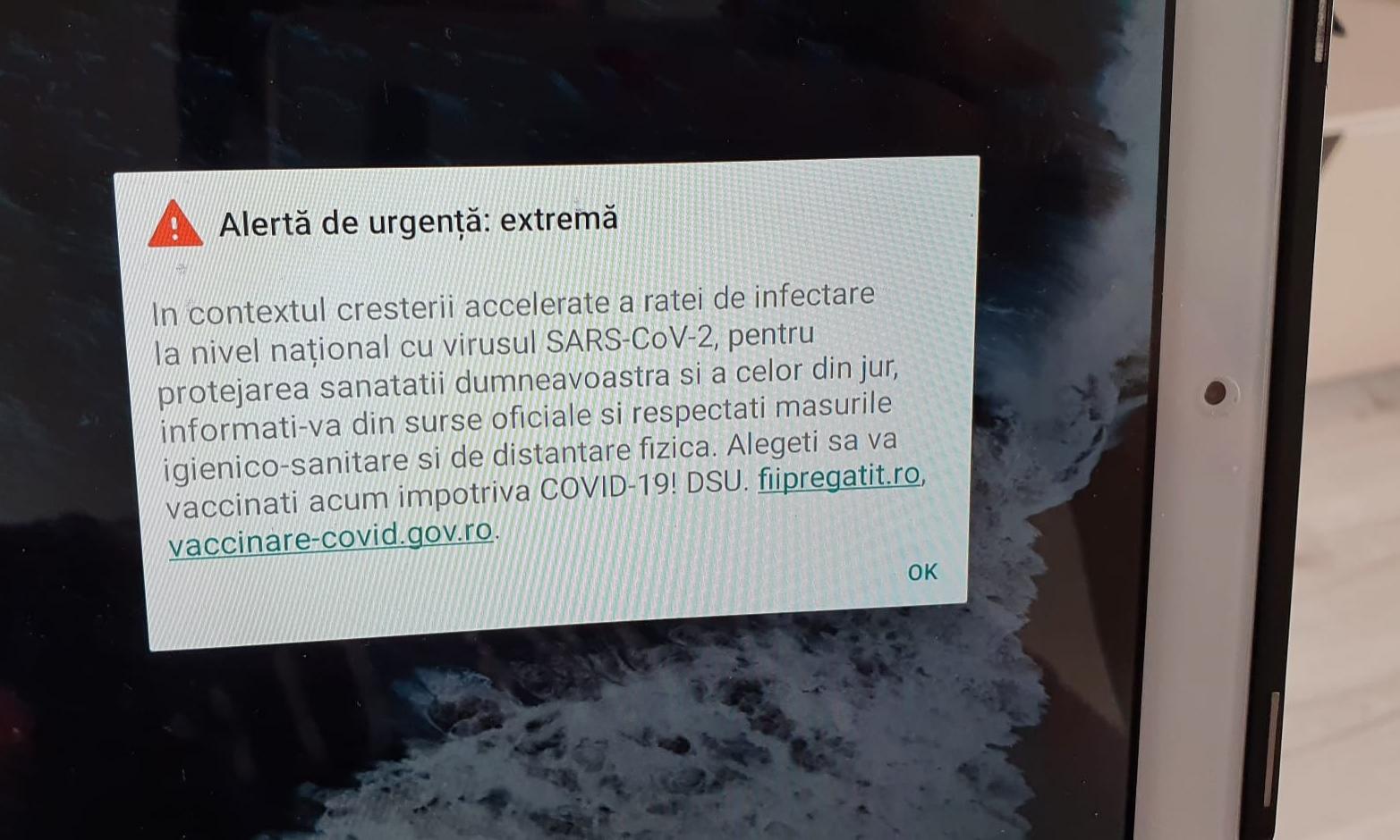 Românii, avertizaţi prin RO-Alert să se protejeze şi să se vaccineze. Valeriu Gheorghiţă: "O să trimite alerte săptămânal" Românii, avertizaţi prin RO-Alert să se protejeze şi să se vaccineze. Valeriu Gheorghiţă: "O să trimite alerte săptămânal"