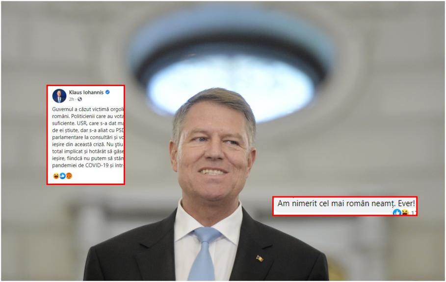 Klaus Iohannis a fost ironizat și criticat pe Facebook pentru ultimele mesaje transmise în contextul crizei politice Klaus Iohannis a fost ironizat și criticat pe Facebook pentru ultimele mesaje transmise în contextul crizei politice
