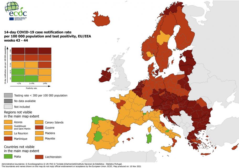 Harta COVID a Europei. Zece ţări din UE sunt într-o situaţie 'foarte îngrijorătoare Harta COVID a Europei. Zece ţări din UE sunt într-o situaţie 'foarte îngrijorătoare