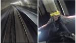 Aventură extremă, cu riscuri pe măsură: un tânăr s-a filmat în timp ce mergea agăţat de tren, cu 80 km/h, printr-un tunel din UK