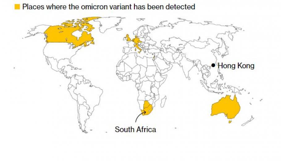 Harta Omicron. Unde s-a răspândit până acum în lume noua variantă de coronavirus, considerată periculoasă