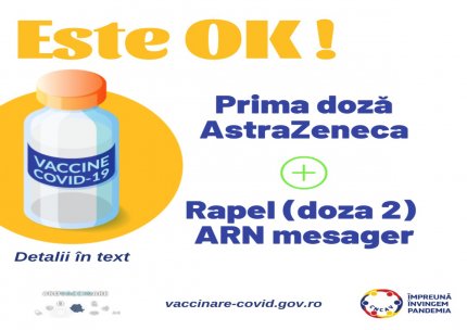 Persoanele care au făcut prima doză cu AstraZeneca pot face rapelul cu Pfizer sau Moderna, fără recomandare