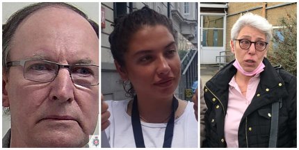 Azra Kemal (centru), una dintre victimele criminalului David Fuller (stânga). Mama fetei (dreapta) a fost arestată după ce a vrut să-l pedepsească pe agresor.