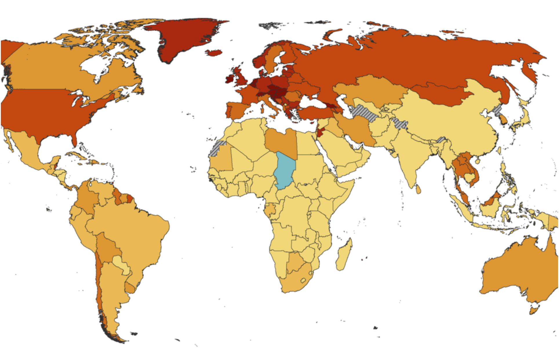 Harta cazurilor de COVID-19 în lume