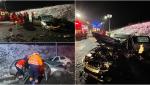 Accident violent cu trei maşini, în judeţul Suceava. Trei persoane au rămas încarcerate