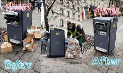 Colaj din timpul unei acțiuni de curățenie a lui Ludovic, în Paris