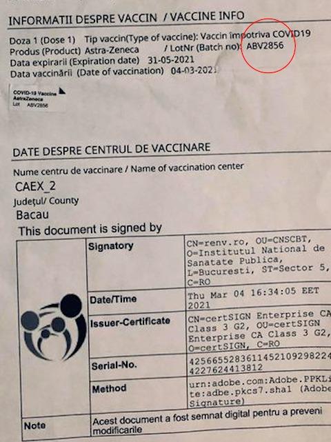 Poze cu adeverinţele primite după vaccin
