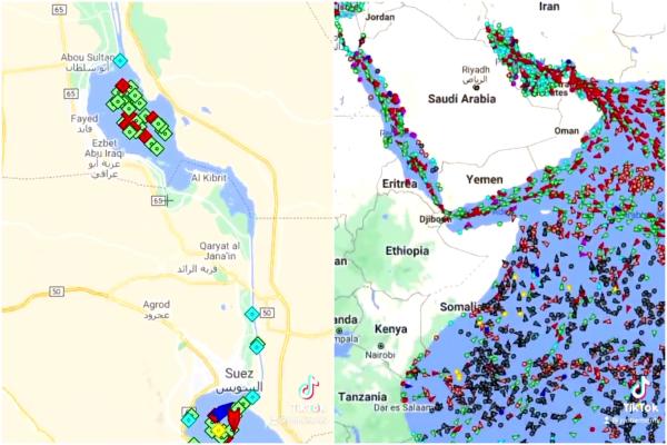 ANIMAȚIE GRAFICĂ. Cum arată aglomerația de 300 de nave la Canalul Suez. Economia mondială pierde 400 de milioane de dolari pe oră