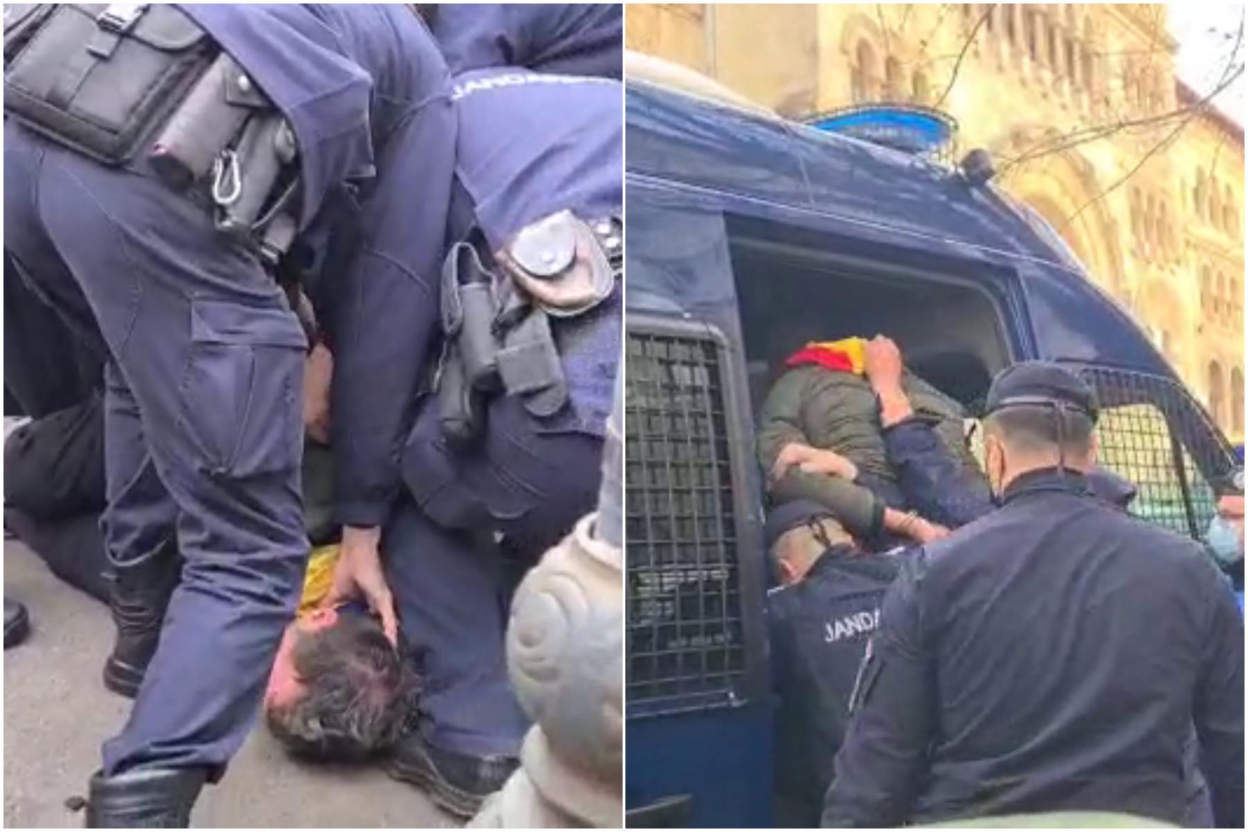 Protest față de restricţiile impuse: 30 de persoane în Capitală. Un bărbat a fost reținut după un conflict cu jandarmii