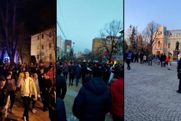 Imagini din timpul protestelor de aseară