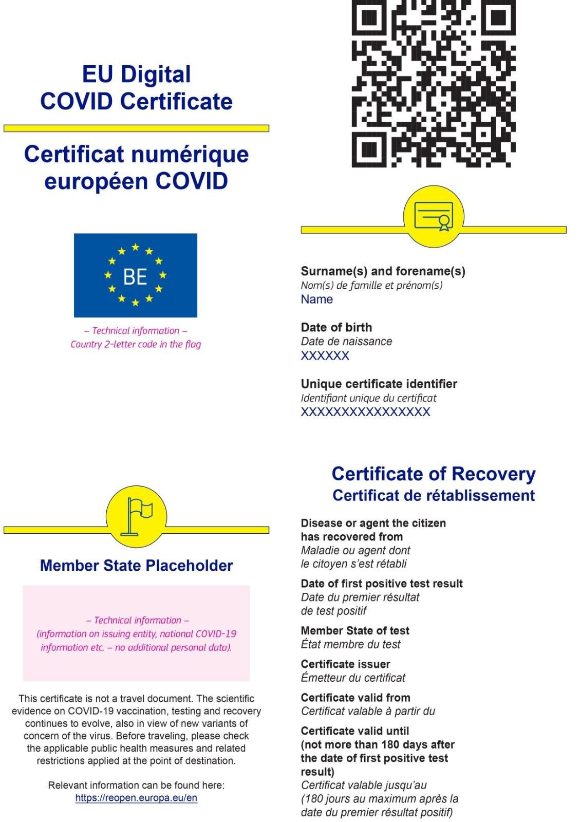 Certificat digital privind COVID - varianta de recuperare