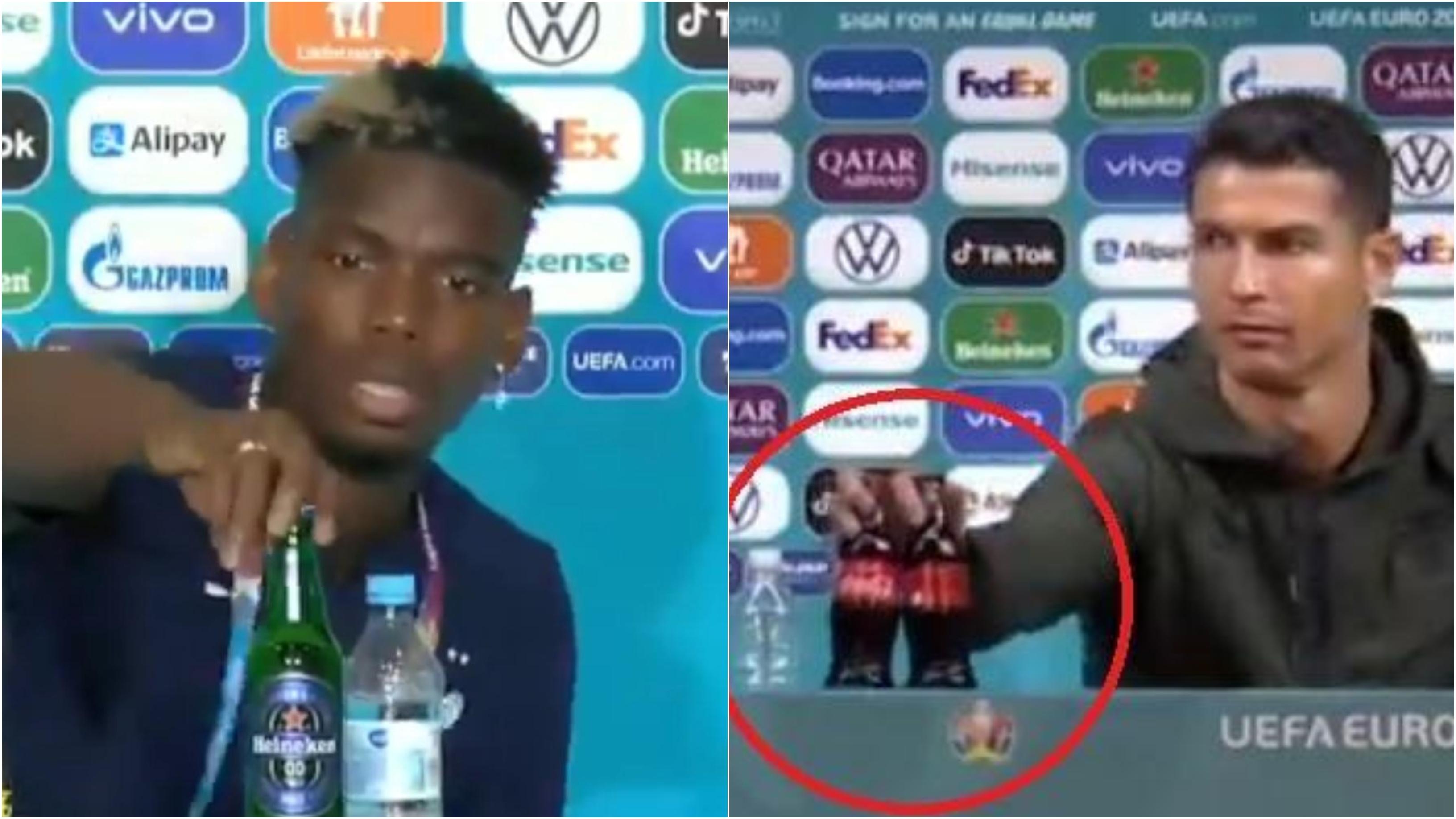 Paul Pogba şi Cristiano Ronaldo au îndepărtat sticlele sponsorilor de pe masă, la conferinţele de presă Paul Pogba şi Cristiano Ronaldo au îndepărtat sticlele sponsorilor de pe masă, la conferinţele de presă