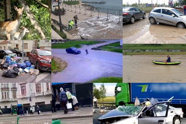 Topul Fii Observator. Momentul în care o tânără din Chiajna este salvată din mijlocul inundațiilor de către polițiștii locali; Poliţist din Iaşi, gest emoţionant pentru o femeie bătrână