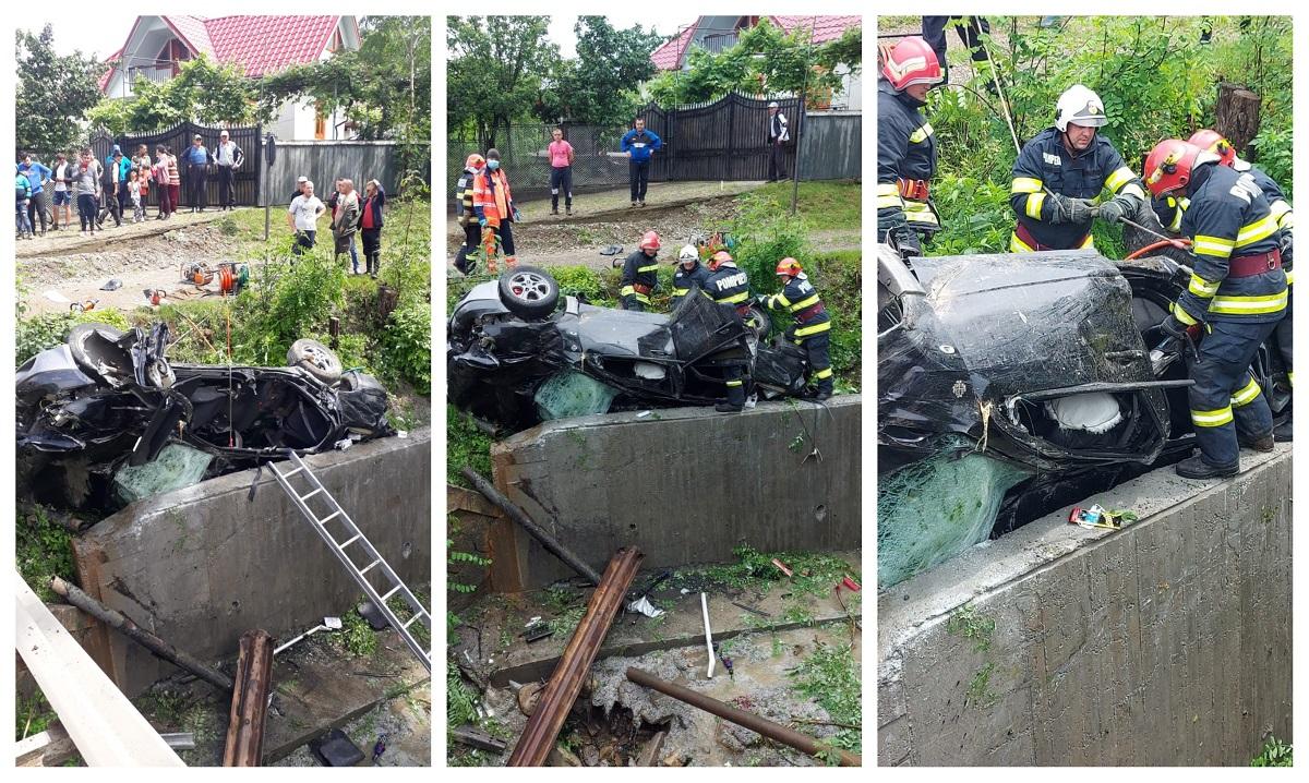 Maşina implicată în accidentul din Bacău s-a răsturnat în afara carosabilului