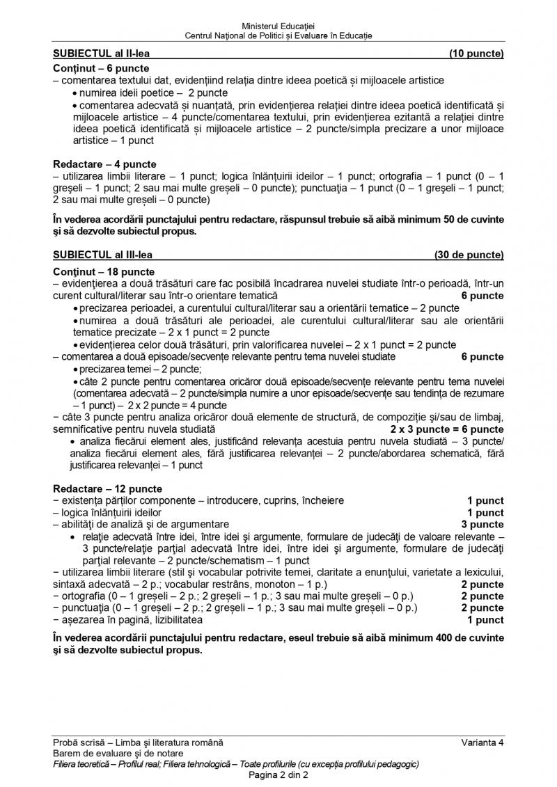 Barem rezolvare limba română BAC 2021 profil real Barem rezolvare limba română BAC 2021 profil real