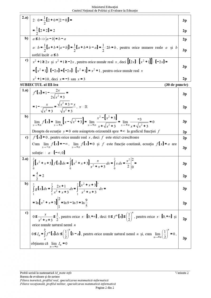 Barem mate-info BAC 2021 Barem mate-info BAC 2021